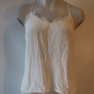 Womens Cami NYC Ivory Lace Trim Silk Racerback Tank Top S/P *
